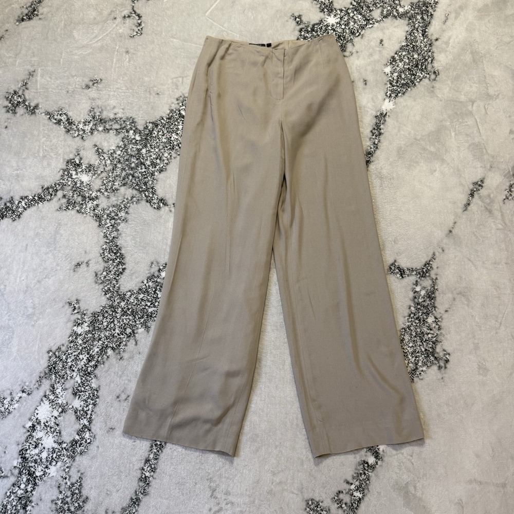 Carlisle Pants Womens Size 10 Wide Leg Viscose High Rise Trouser Beige‎